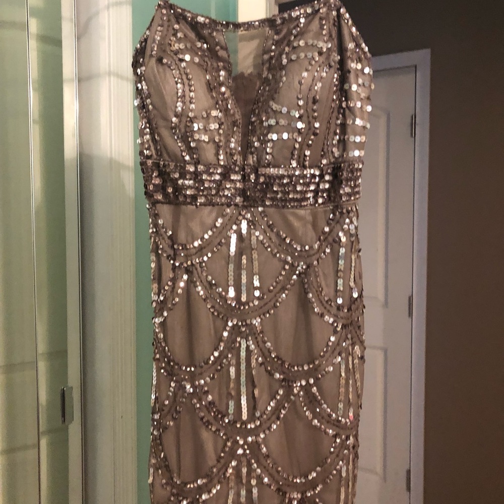 Gray sequin mini dress
